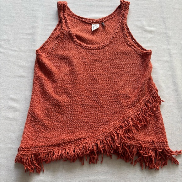 Anthropologie, Akemi + Kin Fringed Sweater Tank, Rust, Knit Top, S | Boho - Picture 2 of 7